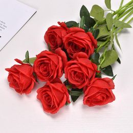 Decorative Flowers 1 Single Rose Simulation Flower Fake Bouquet Home Garden Wedding Party Decoration