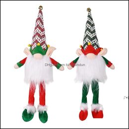 Christmas Decorations Gnome Lights With Bell Plush Tomte Ornament Santa Scandinavian Figurine Xmas Doll Decoration Home Party Gifts Ot4A9