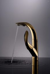 Kitchen Faucets Dofaso Gold Faucet Luxury Design European-Style Quality Pulling And Cold Water Mixing Golden