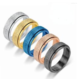 Wedding Rings Rotating Anxiety Fidget Ring For Couples Men Women Stainless Steel Matte Casual Male Anel Stylish Punk Spinning Spinner