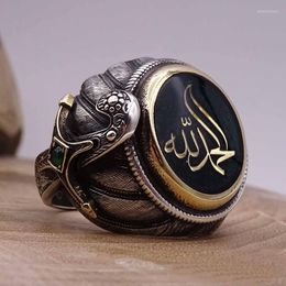 Cluster Rings Selling Arabic Jewellery Thai Silver Colour Plated Vintage Saudi Star Two-tone Ring Mysterious Exaggerated Men