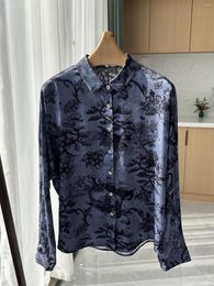 Women's Blouses Women's Vintage Printed Silk Shirt 2023 Early Spring Ladies Turn-Down Collar Single Breasted Long Sleeve Blouse Top