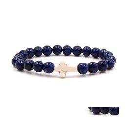 Charm Bracelets Cross Yoga Chakra Beads Charms Meditation Energy Bangle Lapis Lazi Natural Stone Bracelet Bdehome Drop Delivery Jewel Dh8Hj