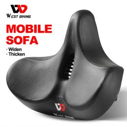 s WEST BIKING Ergonomic Big Butt Bicycle Widen Thicken Cushion Pad Comfortable Breathable Cycling Seat MTB Road Bike Saddle 0131