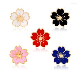 Brooches 5pcs/set Japanese Style SilvercolorCherry Blossom Flower Brooch Collar Corsage Shirt Bag Cap Jacket Pin Badge Jewellery Gift