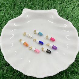 Pendant Necklaces 8pcs Enamel Brass Metal Pendants Charms 7x19mm Accessories For Making Bracelet Necklace DIY Jewelry