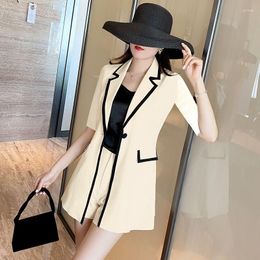 Women's Tracksuits Elegant Two Piece Sets 2023 Spring Summer Women Korean Fashion Casual Work Blazer Jacket High Waist Short Pant Suit D4