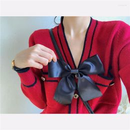 Women's Sweaters 2023 Spring And Autumn Christmas Sweater Year Red Bow Short Coat Female V-neck Thin Small Fragrance Knit Cardigan Top