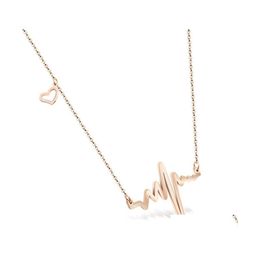 Pendant Necklaces High Quality Ecg Chain Necklace Stainless Steel Cute Heart For Women Fashion Accessories Jewelry Wholesale Drop De Dhpkx