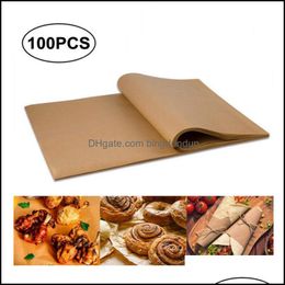 Other Bakeware 20X30Cm Baking Paper Barbecue Sheets Bakery Bbq Party Nonstick Doublesided Sile Oil Parchment Rec Oven Drop Delivery Dhsey