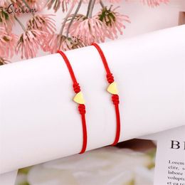 Charm Bracelets 2Pcs/Set Stainless Steel Heart Bracelet Adjustable Braided Rope Red String For Women Mother Daughter Jewelry Gifts