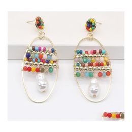Dangle Chandelier Bohemian Fashion Jewelry Handmade Earrings Womens Oval Beaded Irregar Pearl Stud Earring Drop Delivery Dh3Je