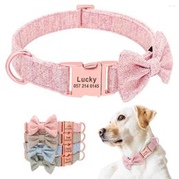 Dog Collars Personalized Collar Custom Bowknot Free Engraving Pet Anti-lost Nameplate For Small Medium Large Dogs