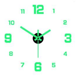 Wall Clocks 3D Frameless Simple Gift Home Decor Digital Luminous European Style DIY Sticker Modern Office Clock Kitchen Silent Bedroom