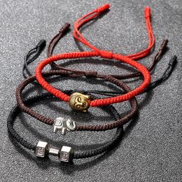 Link Bracelets Lucky Tibetan Buddha & Bangles For Women Men Woven Amulet Multicolor Handmade Nylon Rope Wristband Charm Jewelry Gift