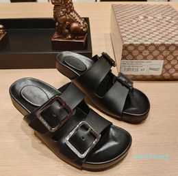 Women's fashion designer rubber sandals 22 shoelace metal buckle letter-carved sandal heel 7cm