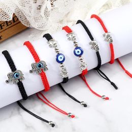 Link Bracelets Classic Elephant Pendant Bracelets&Bangles Fashion Red Black Nylon Thread Braided Handmade Adjustable Lucky Jewelry Woman