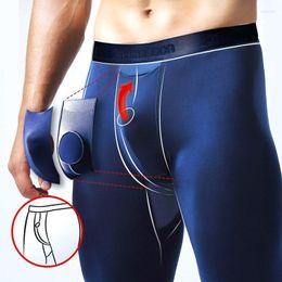 Men's Thermal Underwear Men Long Johns Man Basic Lingerie Sexy U Convex Penis Scrotum Separate Pouch Modal Leggings Home Lounge