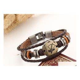 Charm Bracelets Charms For Men Women Punk Bangles Gold Lion Head Wristband Adjustable Cuff Leather Bracelet Drop Delivery Jewellery Dhpf2