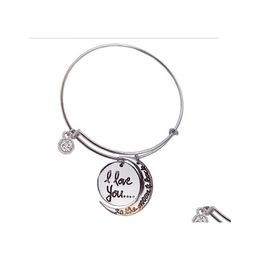 Charm Bracelets Bracelet Bangle Meaningf Golden And Moon Earth Bangles Drop Delivery Jewellery Dhdls