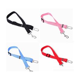 Dog Collars Leashes Classic Solid Colour Adjustable Nylon Car Vehicle Safety Pet Seat Belt Seatbelt Harness For Dogs Drop Delivery Ottwi