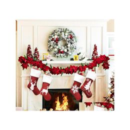 Christmas Decorations Stockings Decor Ornament Party Santa Xmas Stocking Candy Socks Bags Gifts Bag Yhm13Zwl Drop Delivery Home Gard Dhaeg