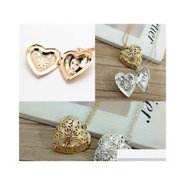 Pendant Necklaces Pretty Open Locket Necklace Valentine Lover Gift P O Phase Box Frames Jewelry For Women Girlfriend Heart Beautif D Dhlsm