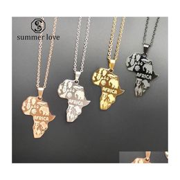 Pendant Necklaces Arrival Africa Map Necklace For Women Men 4 Colours High Quality Stainless Steel Maps Charm Hip Hop Jewellery Gifty D Dhnpd