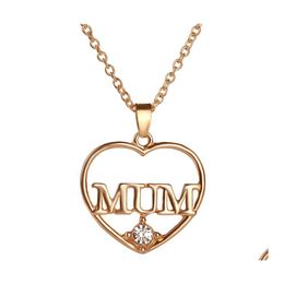 Pendant Necklaces Fashion Street Mum Love Heartshaped Necklace Loving Mothers Day Jewelry Gift Drop Delivery Pendants Otdyi