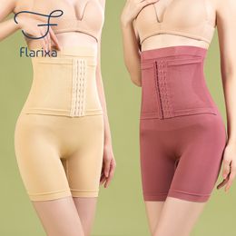 Women's Shapers Flarixa Seamless Shapewear High Waist Boxer Waist Trainer Women's Corset Breasted Flat Belly Panties Plus Size Body Shaper 230131