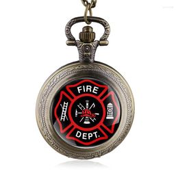 Pocket Watches Fashion Steampunk Fire Dept Quartz Watch Women Man Necklace Pendant With Chain Gifts Reloj De Bolsillo