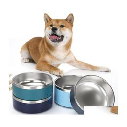 Dog Bowls Feeders 64Oz Double Wall Nonslip Stainless Steel Pet Food Feeder Water For Medium Large Pets Dogs Bowl Wll934 Drop Deliv Dhez4