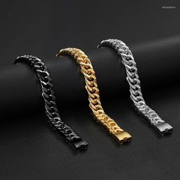Link Bracelets Trendy Cuban Chain Men Hip Hop Double Buckle Bracelet Classic 20cm Length For Women Jewellery Gift