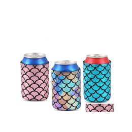 Other Bar Products 100Pcs/Lot Mermaid 330Ml Neoprene Beer Coolies For 12Oz Cans And Bottles Drink Coolers Diy Custom Wedding Party S Dhtxe