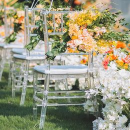 Fashion decoration Banquet Hotel Event Wedding Outdoor Stacking Transparent Dining Chair Tiffany Clear Acrylic Crystal Chiavari Chairs 537