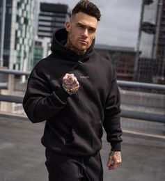 Men's Hoodies Casual Men Black Gym Sweatshirt Fitness Workout Cotton Sportswear Spring Male Plus Size Loose Pullover Tops Clothes