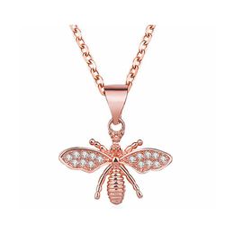 Little Bee Zircon bee pendant necklace for Women - Rose Gold Silver Jewelry, Perfect Birthday Gift with Clavicle Chains and Drop Delivery