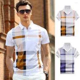 Men's Polos ZOGAA Polo Shirt Men 2023 Mens Clothing Smart Casual Plaid 2 Colours Short Slim Brands Size S-3XL