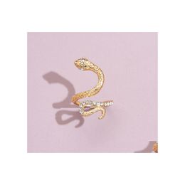 Band Rings Fashion Jewellery Punk Style Rhinstone Snake Ring Men Women Knuckle Drop Delivery Dhwik