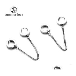 Ear Cuff Fashion Punk Stainless Steel Hoop Earrings Circle Clip On For Women Trendy Jewelry As Valentines Day Giftz Drop Delivery Dhife