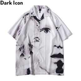 Men's Casual Shirts Dark Icon Vintage Street Short Sleeve Summer Thin Material Hawaiian Shirt Man Blouse Male Top 230130