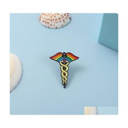 Pins Brooches Fashion Jewellery Vintage Pins Star Of Life Medical Logo Brooch For Man Woman Rainbow Enamel Angel Wing Snakes Drop Deli Dhcaj