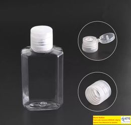 30ml 60ml Empty PET Plastic Bottle with Flip Cap Transparent Square Shape Bottle for Makeup Fluid