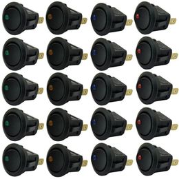 All Terrain Wheels Parts Universal 20pcs/set 3Pins Blue Green Yellow Red Led Dot Light 12V Car Auto Boat Round Rocker ON/OFF Toggle Switch