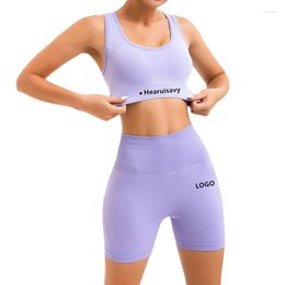 Active Sets Seamless Yoga Set Workout Clothes For Women Gym 2 Piece Sport Bras Cycling Shorts Female Running Fitness Sportswear Custom Logo
