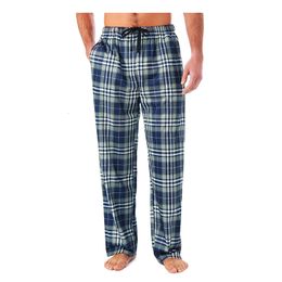 Men's Sleepwear Home Pants Cotton Flannel Autumn Winter Warm Sleep Bottoms Male Plus Size Plaid Print Pyjama For Men 230131