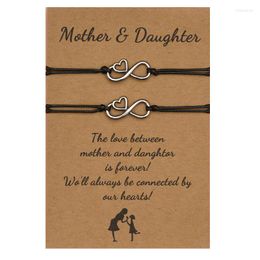 Link Bracelets 2pcs/set Forever Love Infinity Bracelet For Lovers Black String Couple Women Men's Wish Jewellery Mother's Day Gift