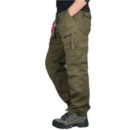 Männer Hosen Casual Cargo MultiPocket Taktische Militärische Armee Gerade Lose Hosen Männliche Overalls Zipper Tasche Jahreszeiten 230131