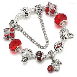 Charm Bracelets Red Wedding Holiday Festive Pendant LOVE Letter Silver Plated Bracelet Transit Jewellery Ladies Gift