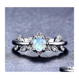 Cluster Rings 5 Pcs Lot Mother Gift Fl Blue Fire Opal Gems 925 Sterling Sier For Women Ring Russia American Weddings Jewellery 92 Q2 D Dh8Vg